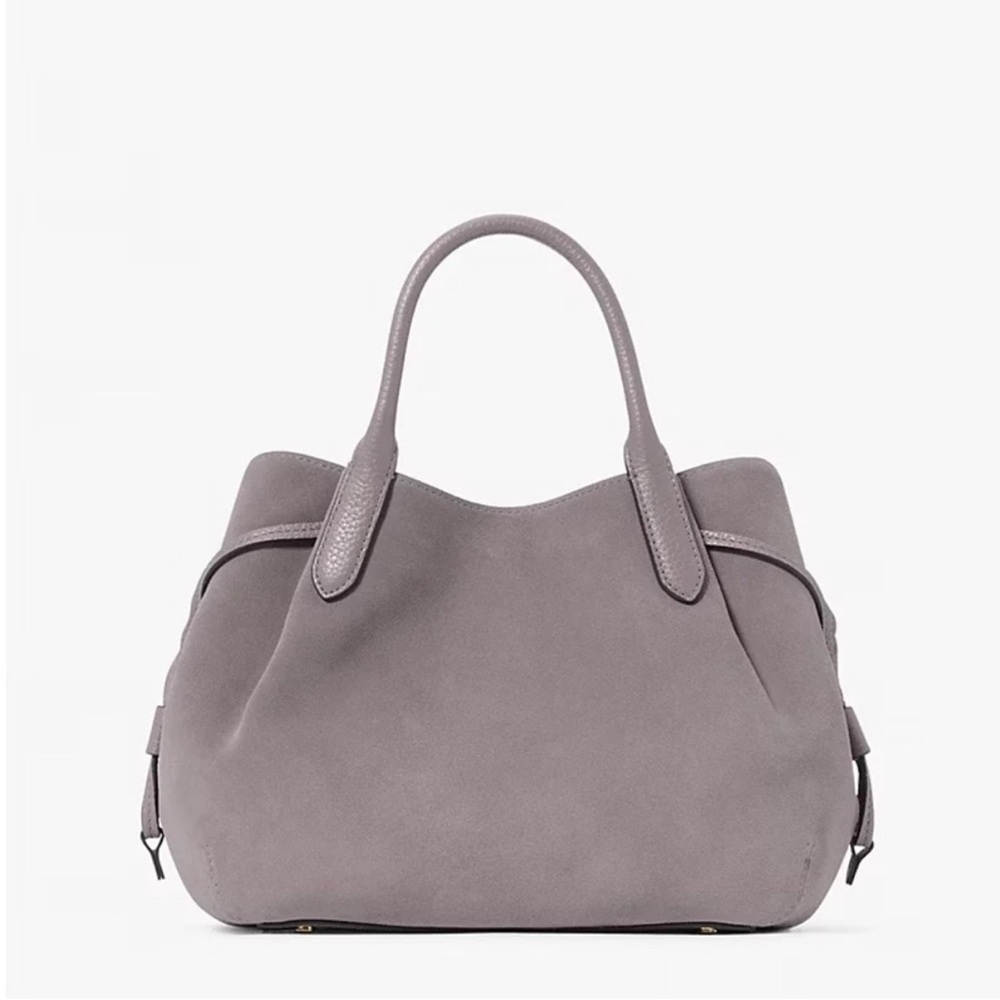 NWT Kate Spade NY â ď¸ Dumpling Suede Small Satchel Gray Leather Hare Grey New - Picture 4 of 13